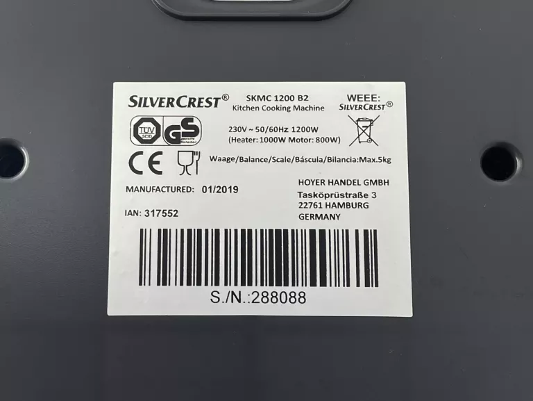 ROBOT KUCHENNY LIDLOMIX SILVERCREST SKMC 1200 B2 1200 W 2019R