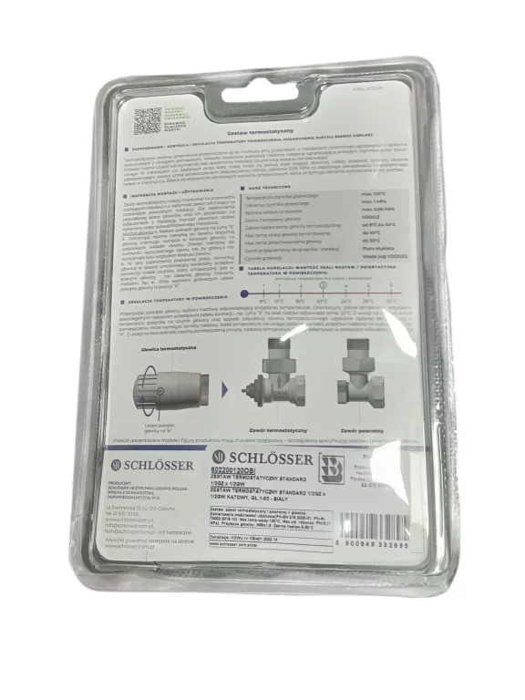 SCHLÖSSER ZESTAW TERMOSTATYCZNY KĄTOWY BIAŁY 1/2GZ X 1/2GW