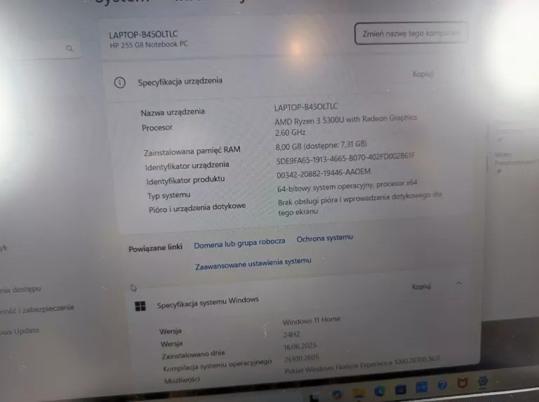 LAPTOP HP 255 G8 RYZEN 3/8GB/256GB SSD