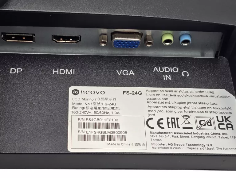 MONIITOR AG NEOVO FS-24G 23,8'' LED VA 5MS 16:9 VGA HDMI DISPLAYPORT PIVOT