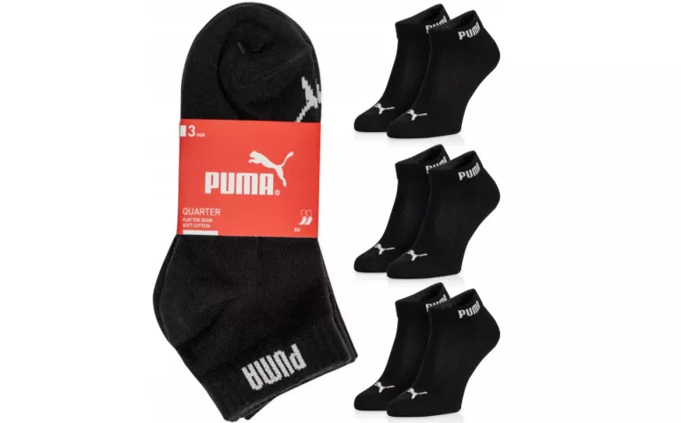PUMA SKARPETKI ZA KOSTKI CZARNE 3-PAK 43-46