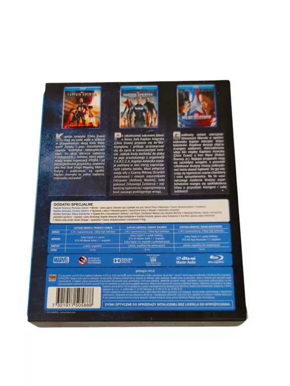 KAPITAN AMERYKA KOLEKCJA TRZECH FILMÓW TRYLOGIA BLURAY