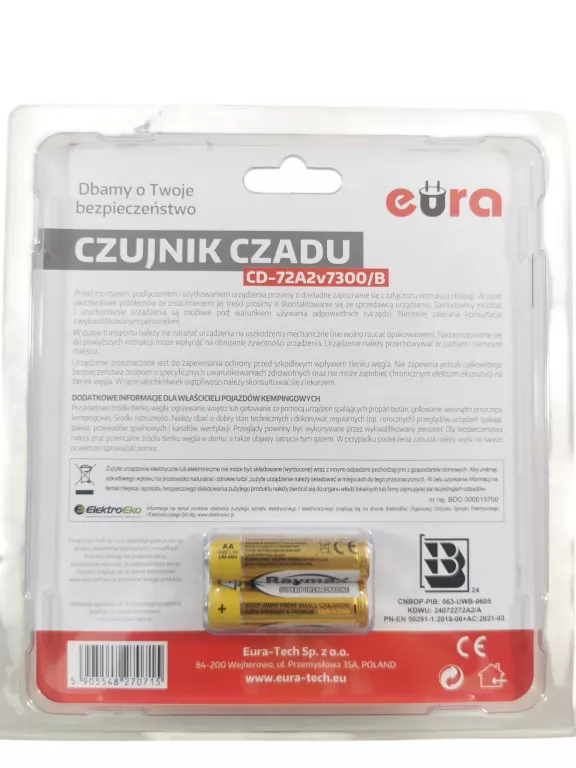 CZUJNIK TLENKU WĘGLA (CZADU) EURA CD-72A2V7300/B