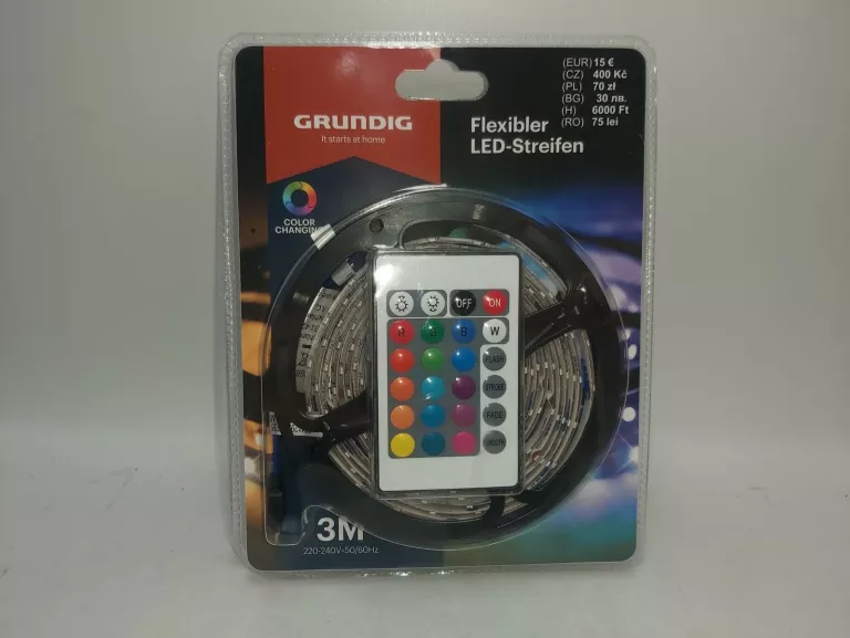 TAŚMA LED GRUNDIG 3M Z PILOTEM KOLOR KOMPLET