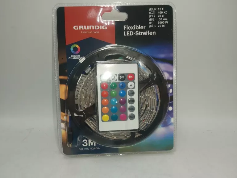TAŚMA LED GRUNDIG 3M Z PILOTEM KOLOR KOMPLET