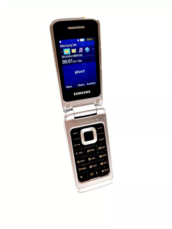 TELEFON KLAWISZOWY Z KLAPKĄ SAMSUNG GT-C3520 SREBRNY