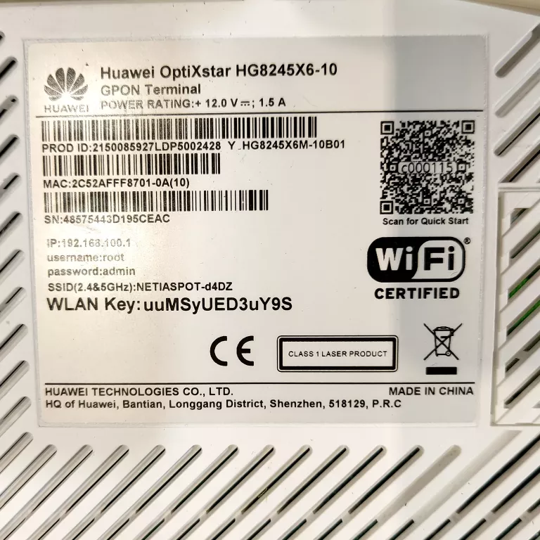 ROUTER WI-FI HUAWEI OPTIXSTAR HG8245X6-10