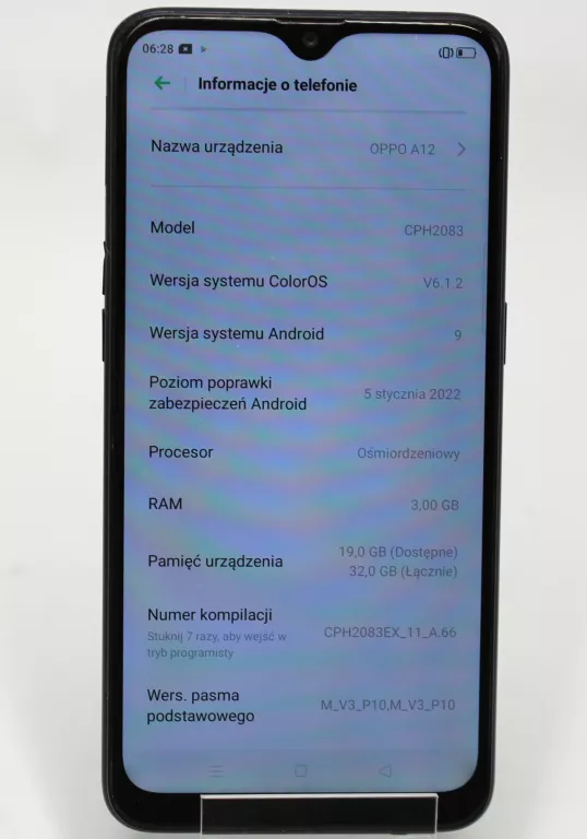 TELEFON OPPO A12 3/32GB 6.22" CZARNY CPH2083