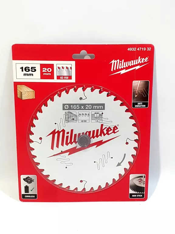 TARCZA WIDIOWA DO DREWNA 40 ZĘBÓW MILWAUKEE 4932471932 165X20 MM