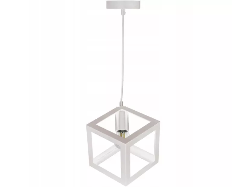 LAMPA WISZĄCA KOSTKA LOFTOWA ŻYRANDOL SZEŚCIAN KWADRAT NA KABLU BIAŁY