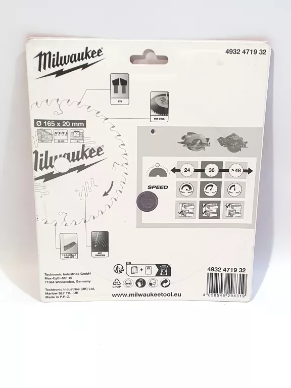 TARCZA WIDIOWA DO DREWNA 40 ZĘBÓW MILWAUKEE 4932471932 165X20 MM