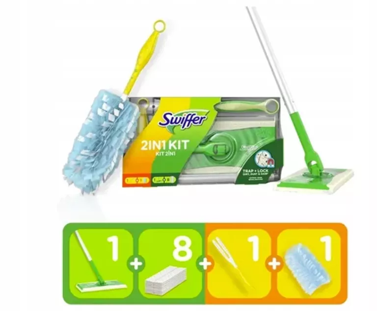 SWIFFER 2IN1 KIT ZESTAW MOP I WKŁADY + MIOTEŁKA DO KURZU