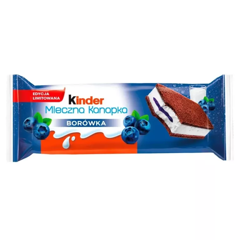 KINDER MLECZNA KANAPKA BISZKOPT Z NADZIENIEM MLECZNYM BORÓWKA 28 G