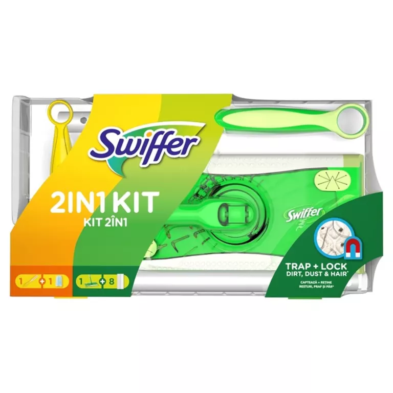 SWIFFER 2IN1 KIT ZESTAW MOP I WKŁADY + MIOTEŁKA DO KURZU