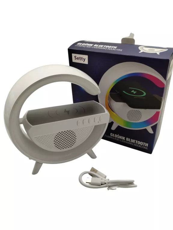 GŁOŚNIK BLUETOOTH BIAŁA LAMPKA LED RGB RADIO LAMPA Z GŁOŚNIKIEM + PUD