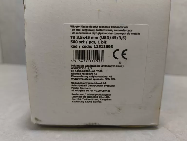 WKRĘTY RIGIPS TB 3,5X45MM 500SZT