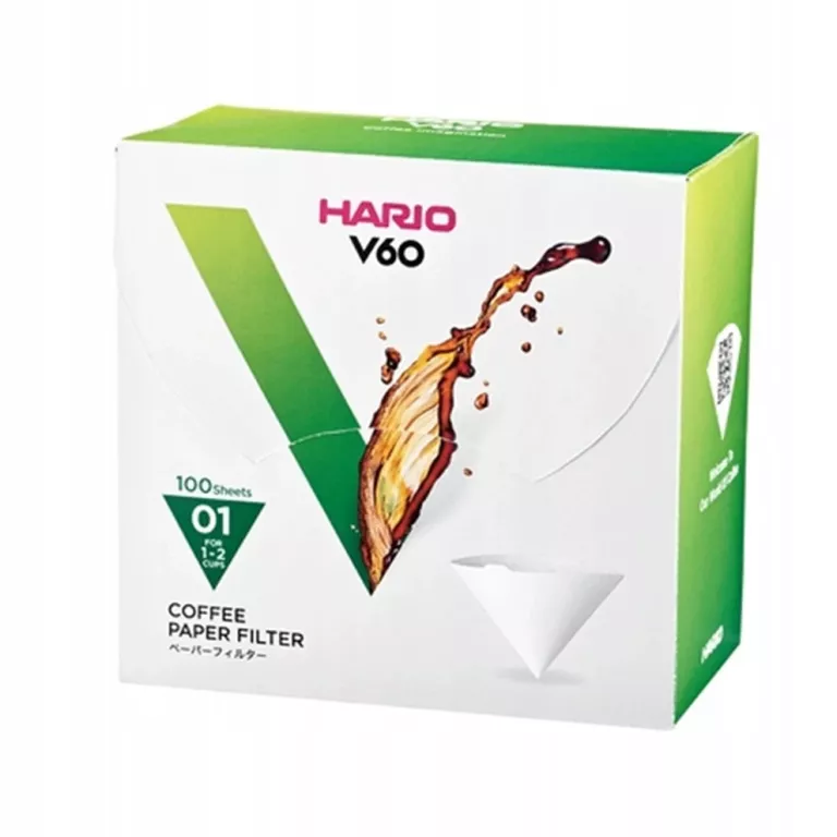FILTRY PAPIEROWE DO DRIPPERA DRIPA BIAŁE HARIO V60-01 100 SZTUK