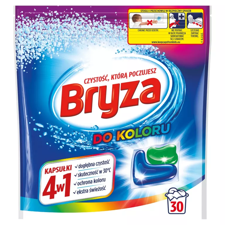 BRYZA 4W1 KAPSUŁKI DO PRANIA DO KOLORU 600 G (30 PRAŃ)