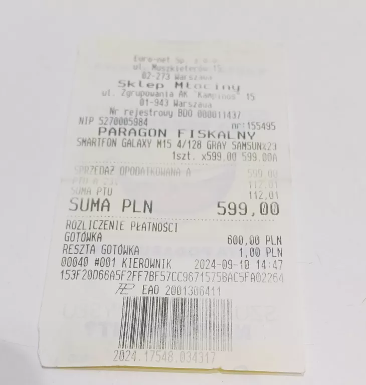 TELEFON SAMSUNG GALAXY M15 5G 4B/128GB - GWARANCJA!