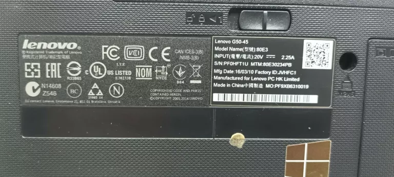 LAPTOP LENOVO G50-45 AMD A6-6310 APU RADEON R4/4GB+500GB /WIN 10/DVD-RW