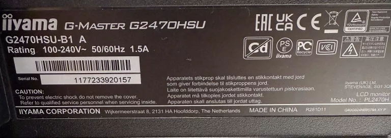 MONITOR LED IIYAMA G2470HSU-B1 23,8 " 1920 X 1080 PX IPS / PLS