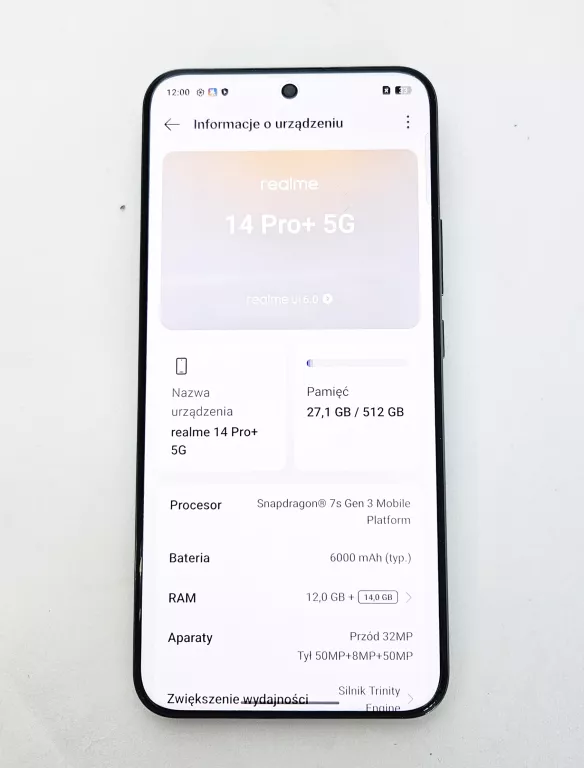 SMARTFON REALME 14 PRO+ 12 GB / 512 GB 5G SZARY