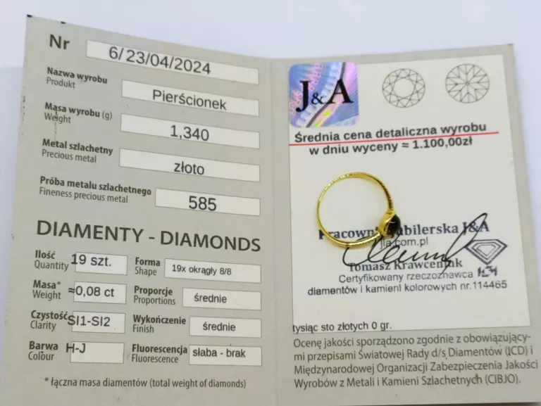 ZŁOTY PIERŚCIONEK Z BRYLANTAMI - PRÓBA 585