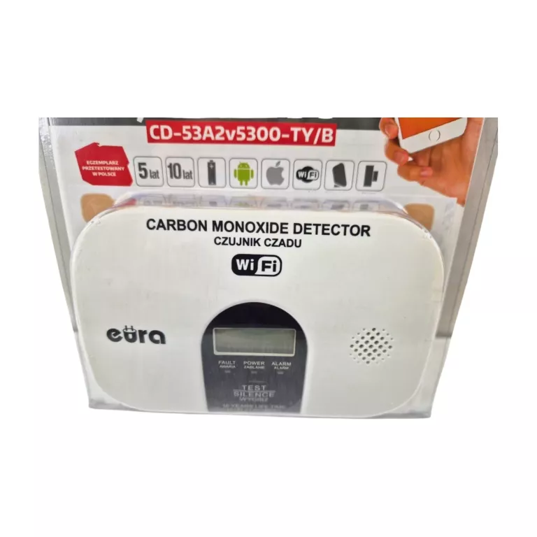 CZUJNIK DETEKTOR CZADU TLENKU WĘGLA EURA CD-53A2V5300-TY/B BIAŁY