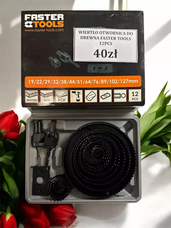 WIERTŁO OTWORNICA DO DREWNA FASTER TOOLS 12PCS