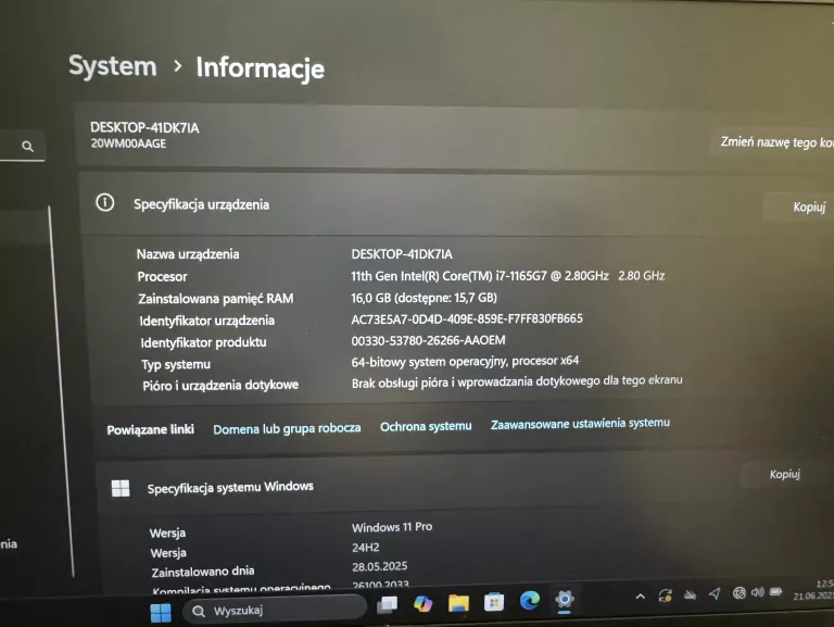 LAPTOP LENOVO THINKPAD T14S G2 I7-1165G7 16GB 1TB SSD ESIM 14"