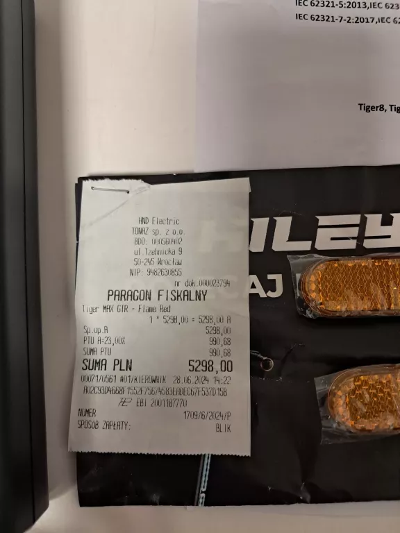 HULAJNOGA ELEKTRYCZNA HILEY TIGER MAX GTR – FLAME RED GWARANCJA