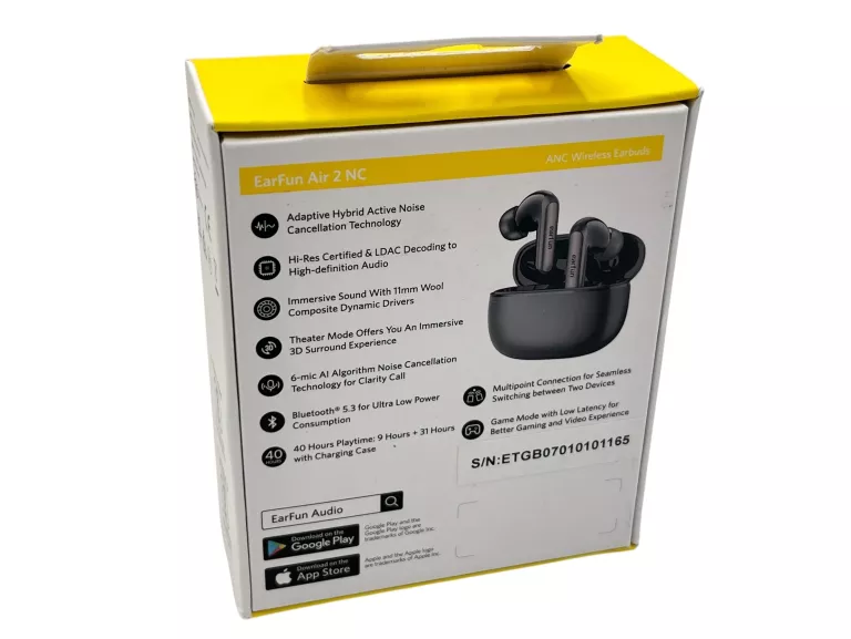 EARFUN AIR 2 NC SŁUCHAWKI BEZPRZEWODOWE DOKANAŁOWE BLUETOOTH 5.3 LDAC