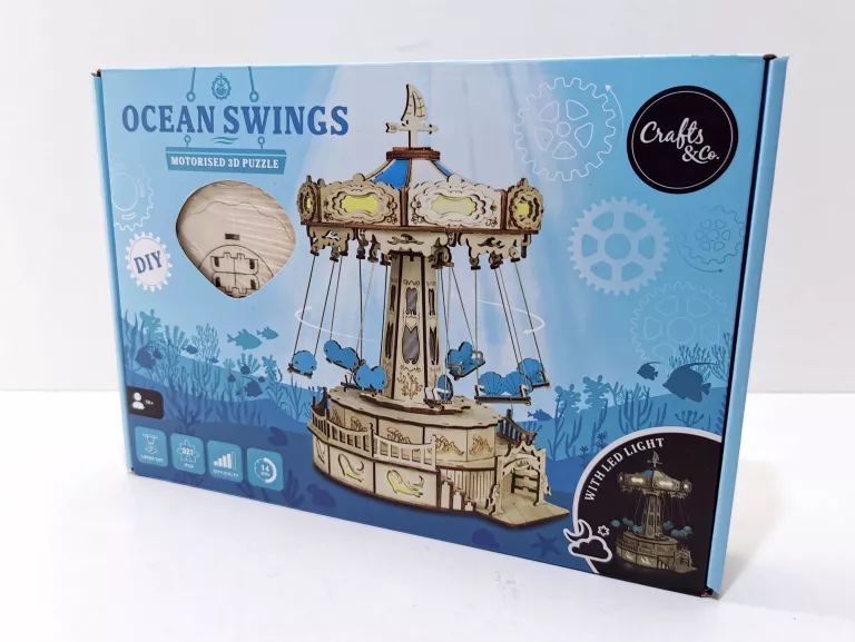 DREWNIANY MODEL PUZZLE UKŁADANKA 3D DIY OCEAN SWINGS MOTORISED 3D