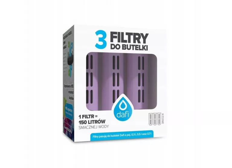 FILTRY WKŁADY DO BUTELKI BIDONU DAFI 3SZT FIOLETOWY