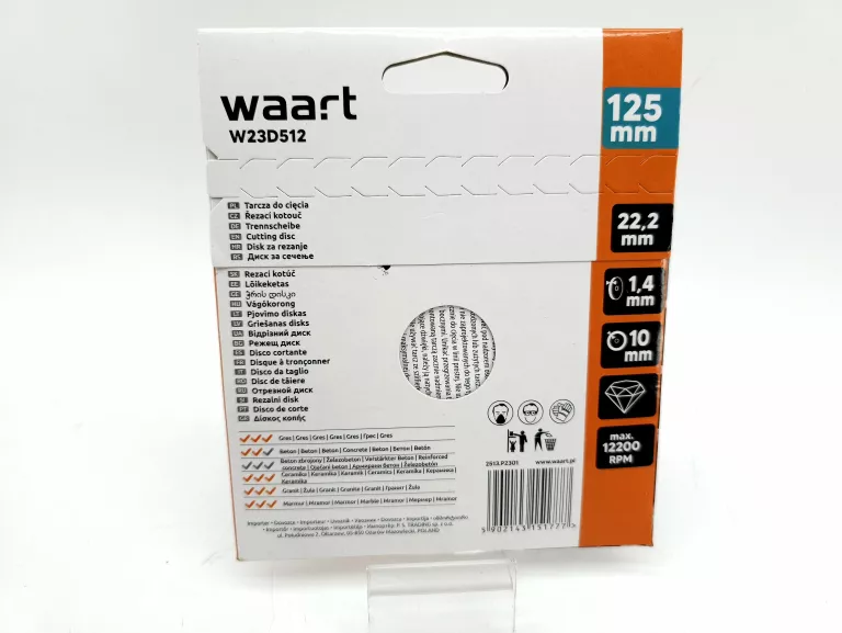 TARCZA DIAMENTOWA WARKOCZOWA 125MM X 1.4 CIEŃKA GRES, KAMIEŃ,GLAZURA,WAART