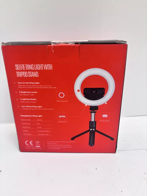 LAMPA LED STOJĄCA PIERŚCIENIOWA DO ZDJĘĆ SELFIESTICK MPOW PA213B