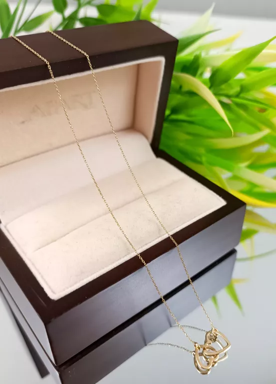 PIĘKNY ZŁOTY ŁAŃCUSZEK Z SERDUSZKIEM 1,29 G 585