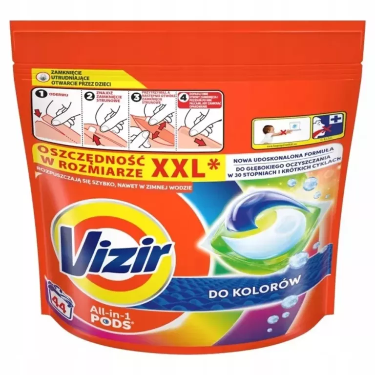KAPSUŁKI DO PRANIA KOLORÓW ALL-IN-1 PODS VIZIR 44 KAPSUŁKI