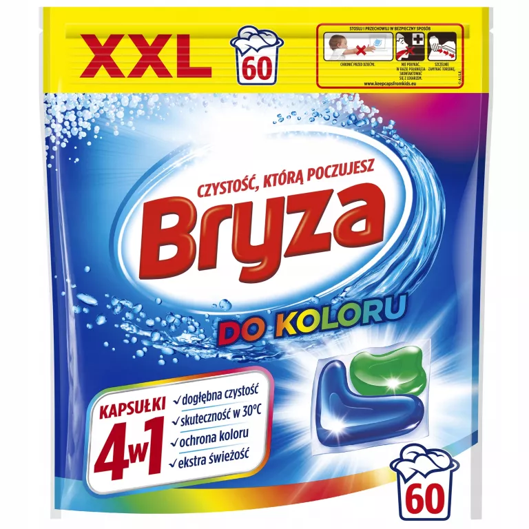 BRYZA KAPSUŁKI DO PRANIA KOLOROWYCH UBRAŃ KOLOR OCHRONA KOLORU 4W1 60 SZTU