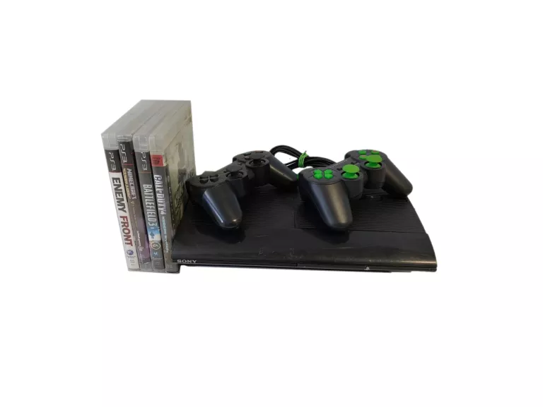 KONSOLA SONY PS3 SUPER SLIM 12GB +PAD ORYGINALNY +PAD NIEORYFGINALNY +GRY