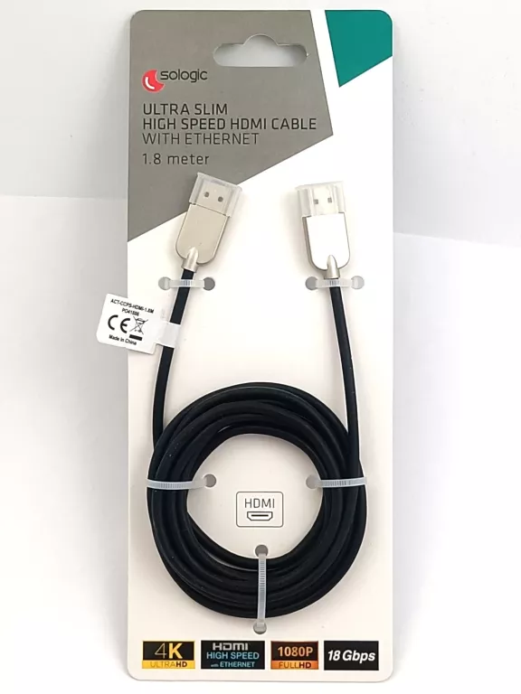 KABEL HDMI SOLOGIC BARDZO CIENKI 180 CM