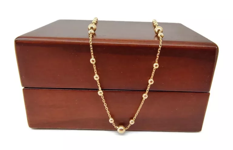 ŚLICZNY ZŁOTY ŁAŃCUSZEK CELEBRYTKA Z KULKAMI P.585 3,02G 45CM