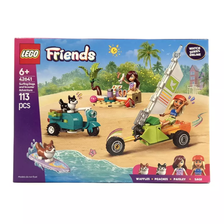 LEGO FRIENDS PRZYGODA Z SURFUJĄCYMI PSAMI I SKUTEREM 113 ELEM 6+ - 42641