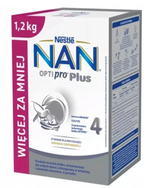 NESTLE NAN OPTIPRO PLUS 4, MLEKO MODYFIKOWANE DLA DZIECI PO 2 ROKU 1200G