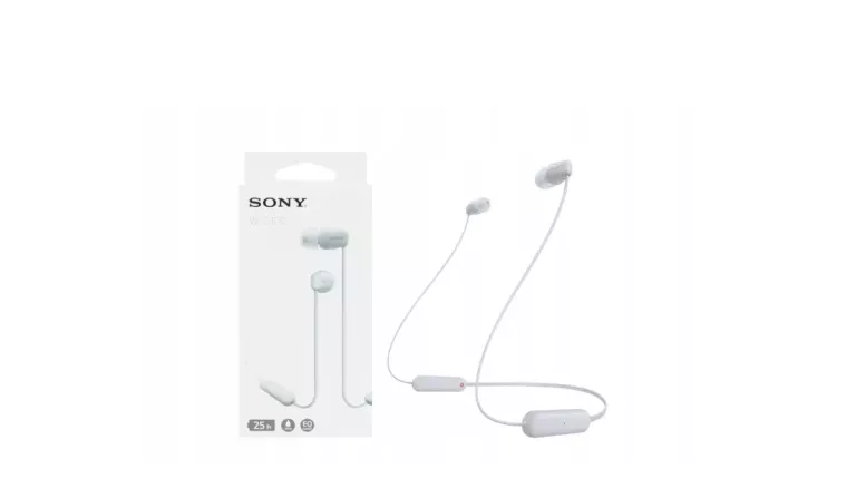 SŁUCHAWKI BEZPRZEWODOWE Z PAŁĄKIEM SONY WI-C100W BIAŁE