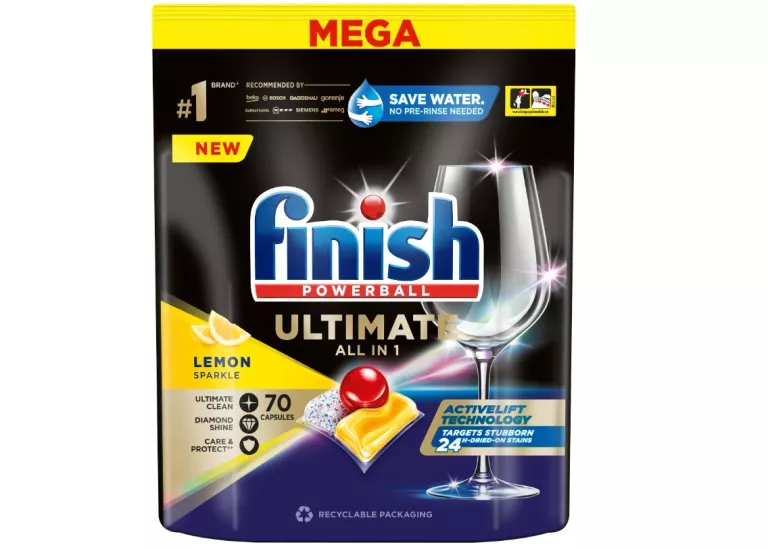 KAPSUŁKI DO MYCIA NACZYŃ W ZMYWARCE FINISH ULTIMATE ALL IN ONE 70 SZT