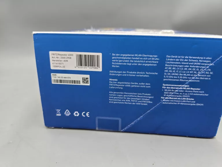 REPEATER WLAN AVM FRITZ!REPEATER 6000 WZMACNIACZ KPL NO