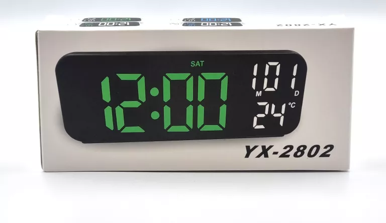 ZEGAR CYFROWY LED NA BIURKO/ ŚCIENNY DATA TEMPERATURA BUDZI