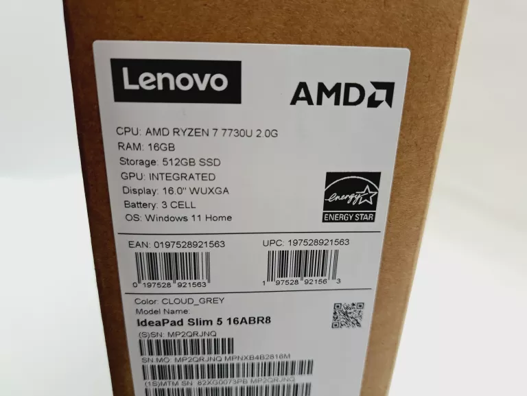 LAPTOP LENOVO IDEAPAD SLIM 5 16ABR8 16" IPS R7-7730U 16GB RAM 512GB SSD