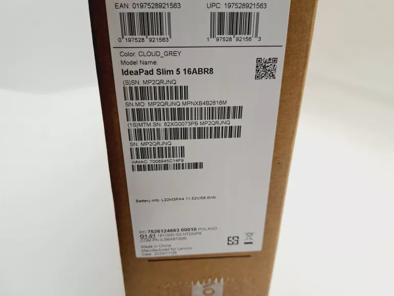LAPTOP LENOVO IDEAPAD SLIM 5 16ABR8 16" IPS R7-7730U 16GB RAM 512GB SSD